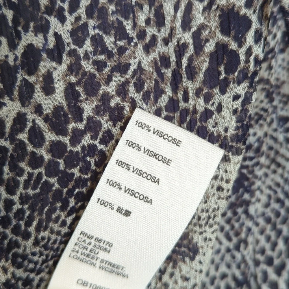 Free People Roma Crepe Blouse Snakeskin Print Gray Long Sleeve Ruffle XS